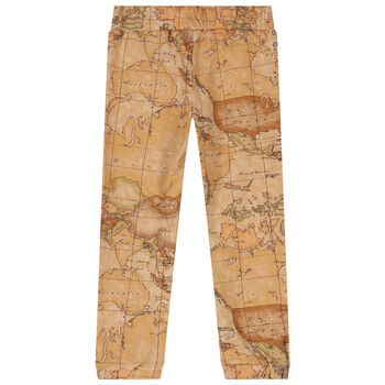 Boys Beige Geo Map Logo Joggers