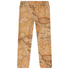 Boys Beige Geo Map Logo Joggers, 1, hi-res