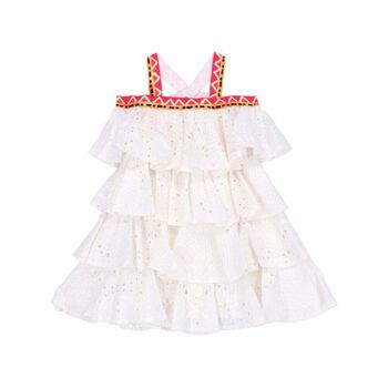 Girls White Cotton Dress