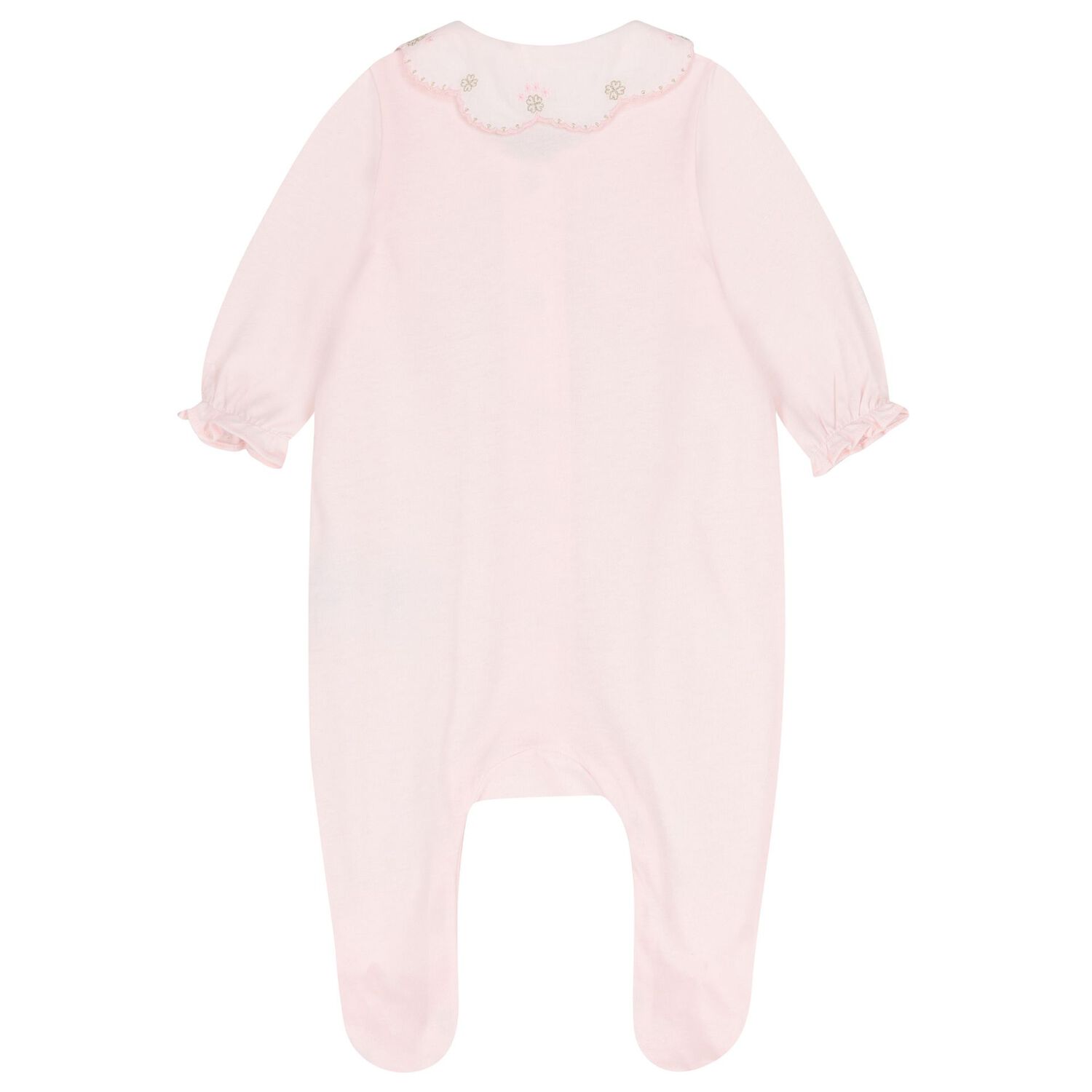 Girls Pink Flower Babygrow, 2, hi-res