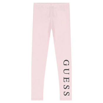 Girls Pink Logo Leggings