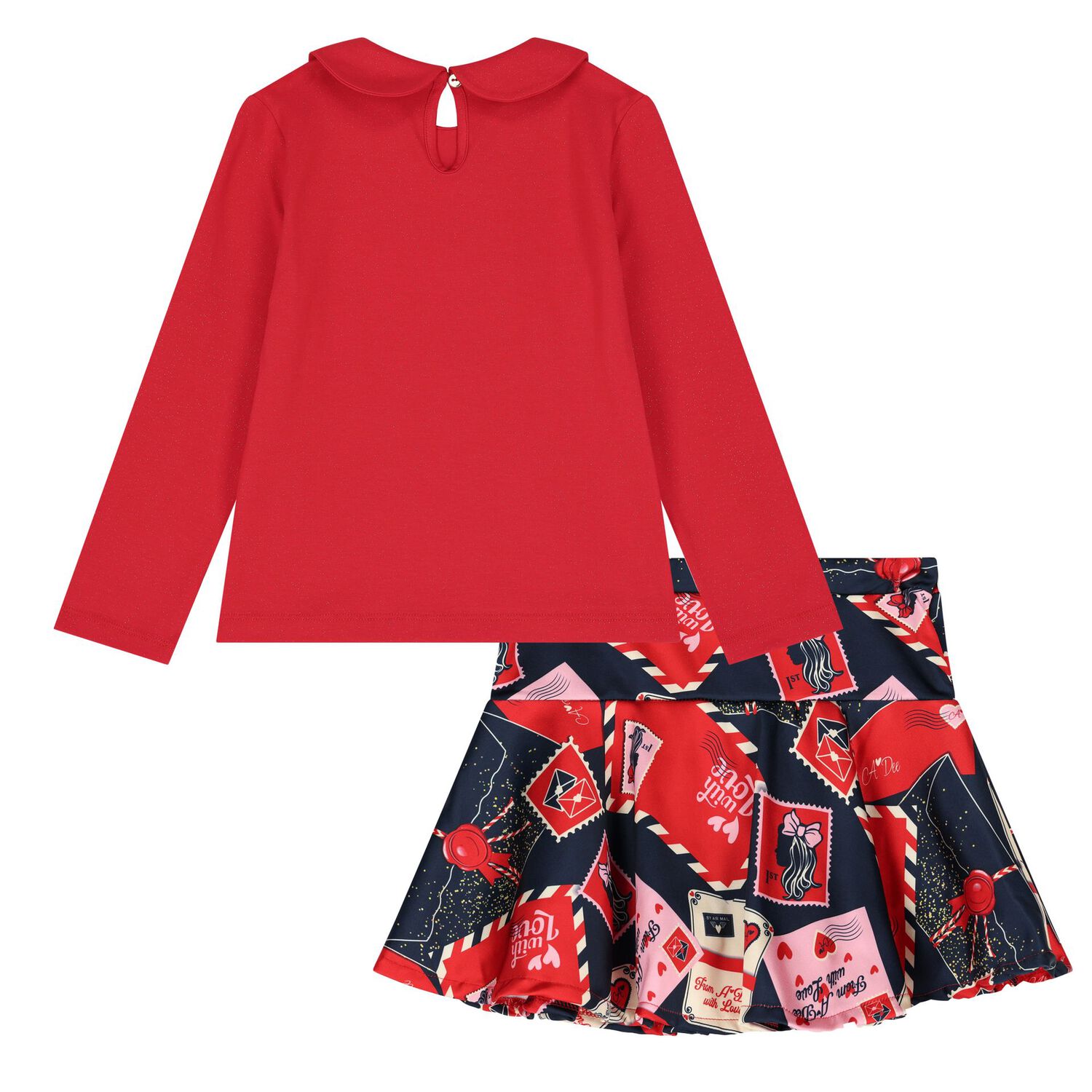 Girls Red Logo Envelope Skirt Set, 1, hi-res image number null