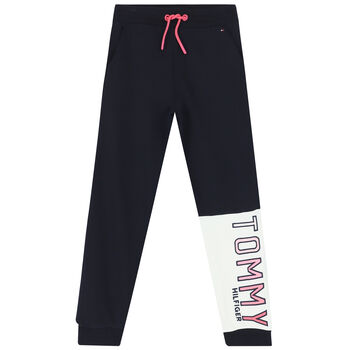 Girls Navy Logo Joggers