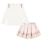 Girls Ivory & Pink Rose Skirt Set, 1, hi-res
