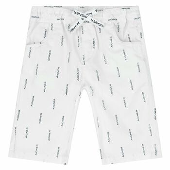 Younger Boys White Logo Shorts