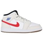 White & Grey Air Jordan 1 Mid Trainers, 8, hi-res