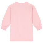 Girls Pink Teddy Bear Logo Swearshirt Dress, 2, hi-res