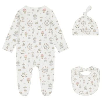 White Carousel & Hot Air Balloon Babygrow Gift Set