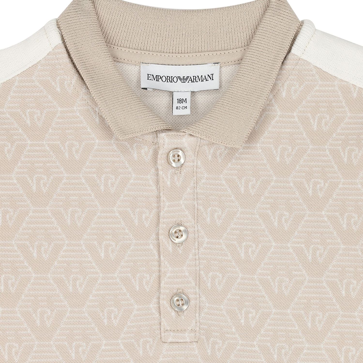 قميص بولو بشعار باللون البيج للأولاد , 1, hi-res