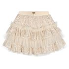 Girls Beige Lace Sequin Tiered Olivia Skirt, 1, hi-res