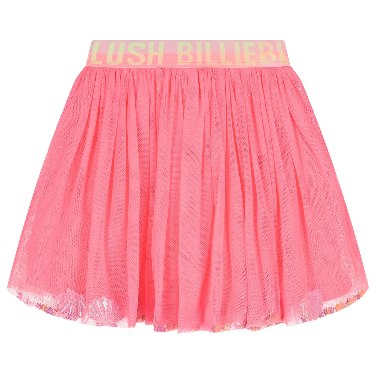 Girls Pink Seashells Tulle Skirt, 1, hi-res