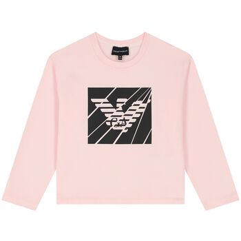 Girls Pink & Black Logo Long Sleeve Top 