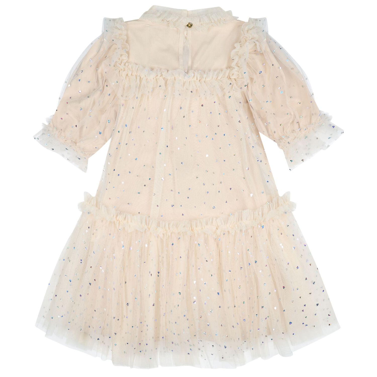 Girls Beige Embellished Tulle Myrtisa Dress, 1, hi-res