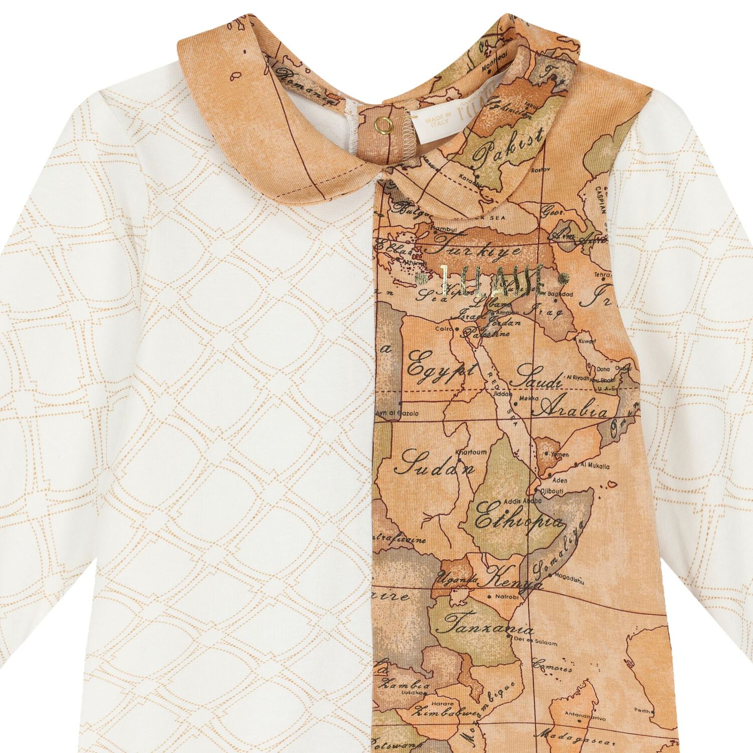 Beige & Ivory Geo Map Babygrow, 1, hi-res