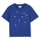 Girls Blue Daisy Logo T-Shirt, 1, hi-res