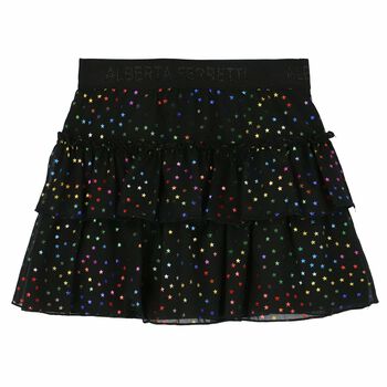 Girls Black Printed Skirt