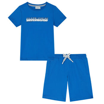 Boys Blue Logo Shorts Set