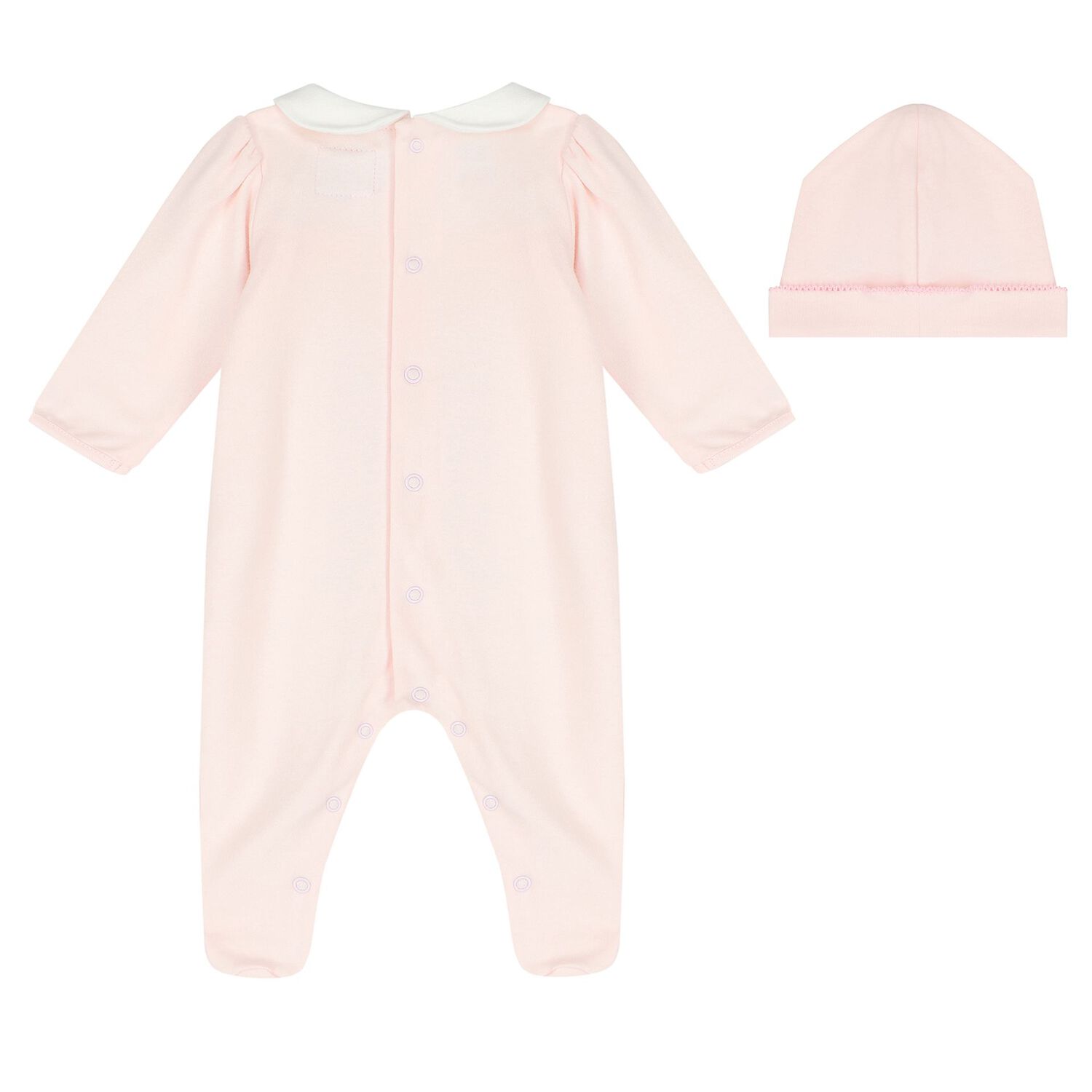 Baby Girls Pink Cotton Babygrow & Hat Set, 1, hi-res image number null