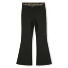 Girls Black Logo Leggings, 1, hi-res