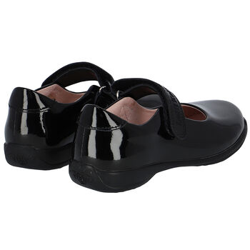 Girls Black Logo Patent Leather Shoes