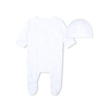 Baby Boys White & Blue Toile de Jouy Babygrow Gift Set