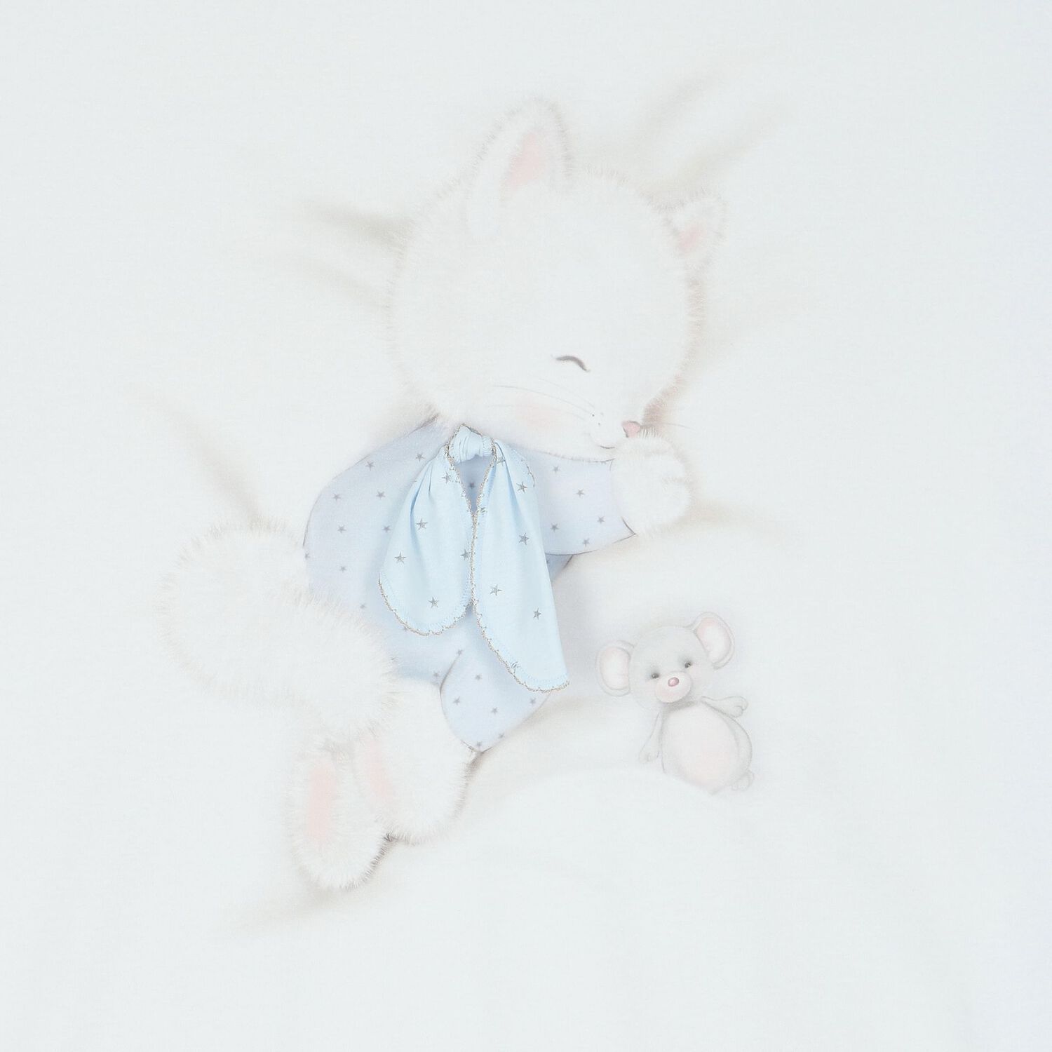 Baby Boys White & Blue Swaddle & Hat Set, 1, hi-res