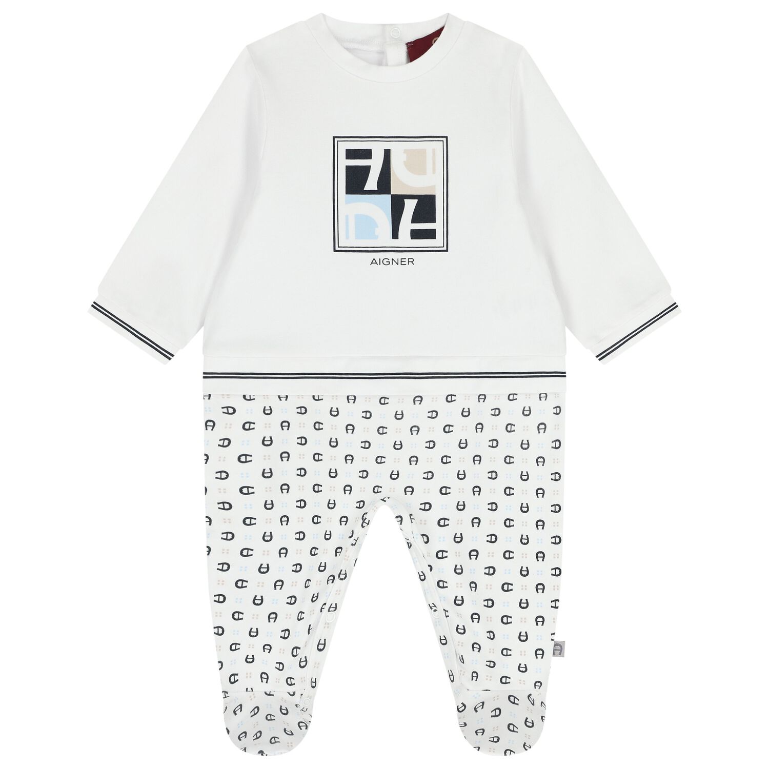 Baby Boys White Logo Babygrow, 1, hi-res