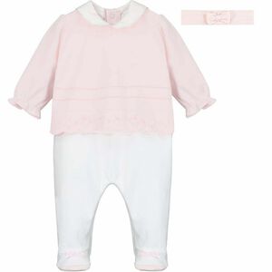 Baby Girls Pink & White Babygrow Set