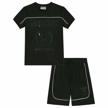 Boys Black Logo T-Shirt & Shorts Set