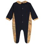 Baby Boys Navy Blue & Beige Geo Map Babygrow Set, 1, hi-res