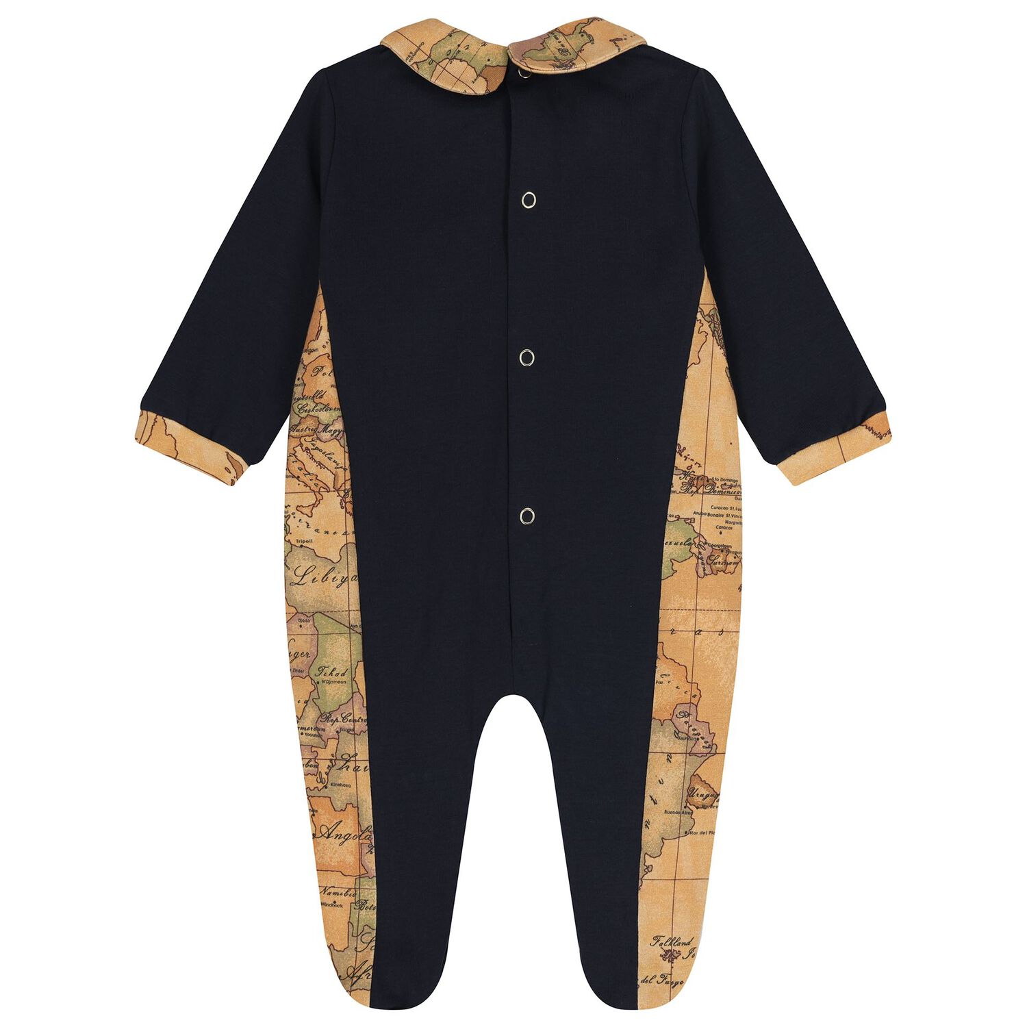 Baby Boys Navy Blue & Beige Geo Map Babygrow Set, 1, hi-res