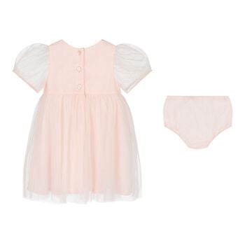 Baby Girls Pink Embellished Crystal Tulle Dress Set