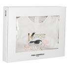 Girls White & Pink Choupette Logo Shorts Set, 1, hi-res