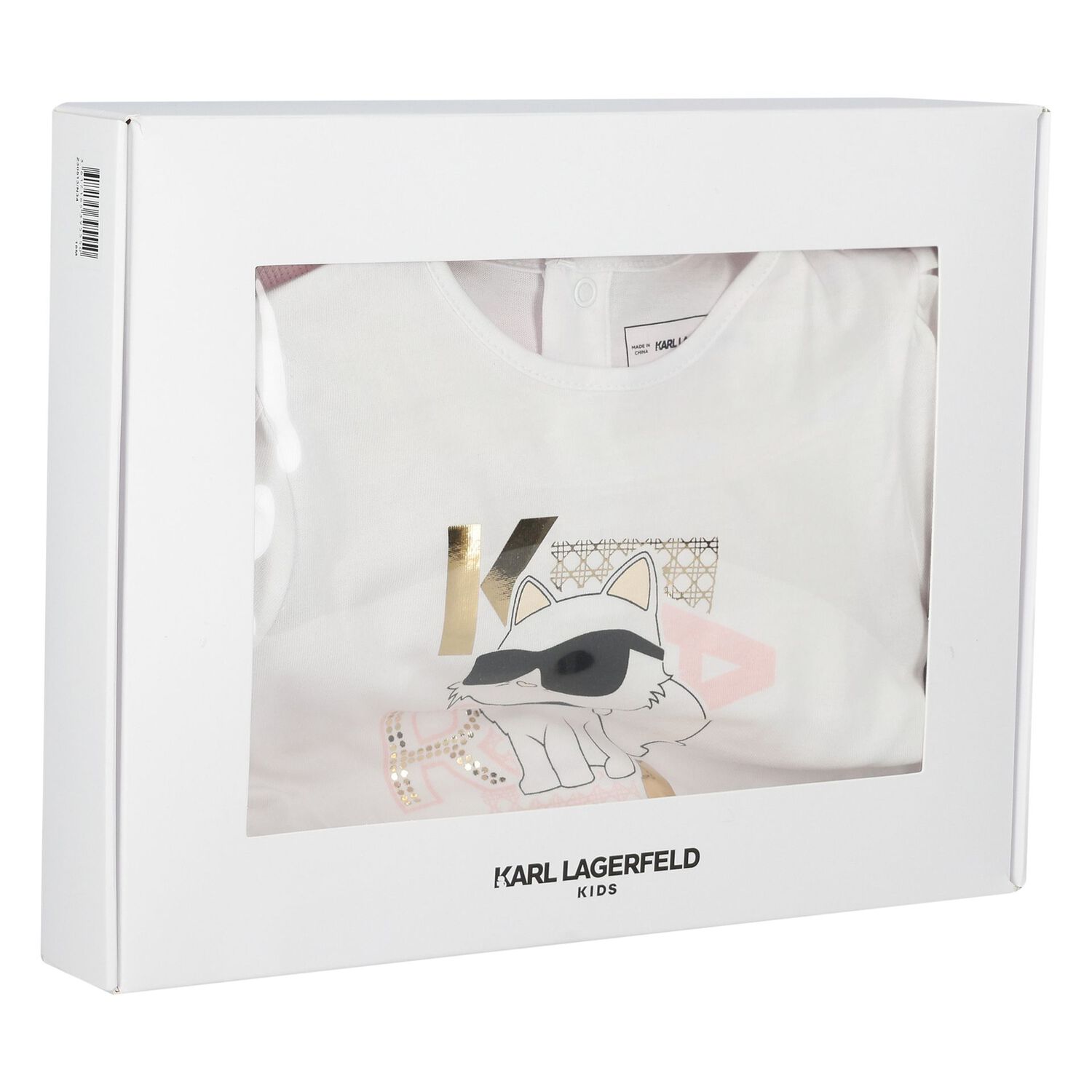 Girls White & Pink Choupette Logo Shorts Set, 1, hi-res image number null