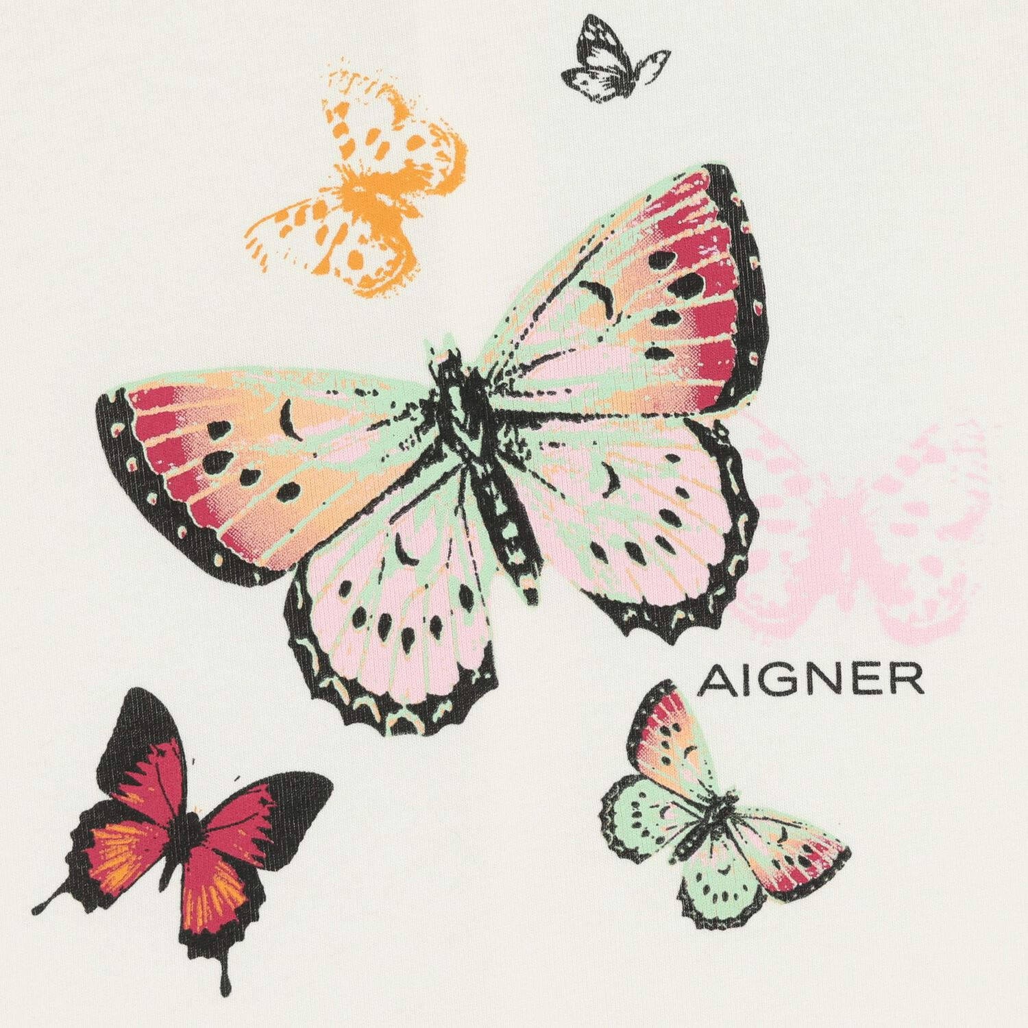 Younger Girls Ivory Butterflies Logo Dress, 1, hi-res