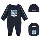 Baby Boys Navy Blue Logo Babygrow Gift Set, 1, hi-res