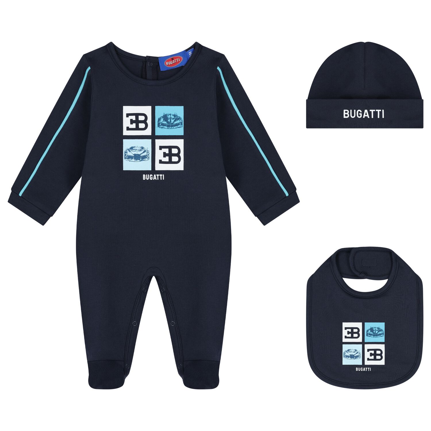 Baby Boys Navy Blue Logo Babygrow Gift Set, 1, hi-res