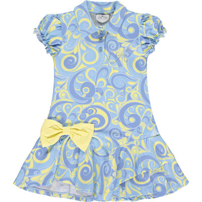 Girls Blue & Yellow Swirl Dress