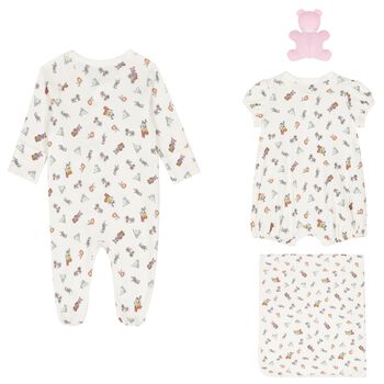 Baby Girls White Cotton Playful Bear Gift Set