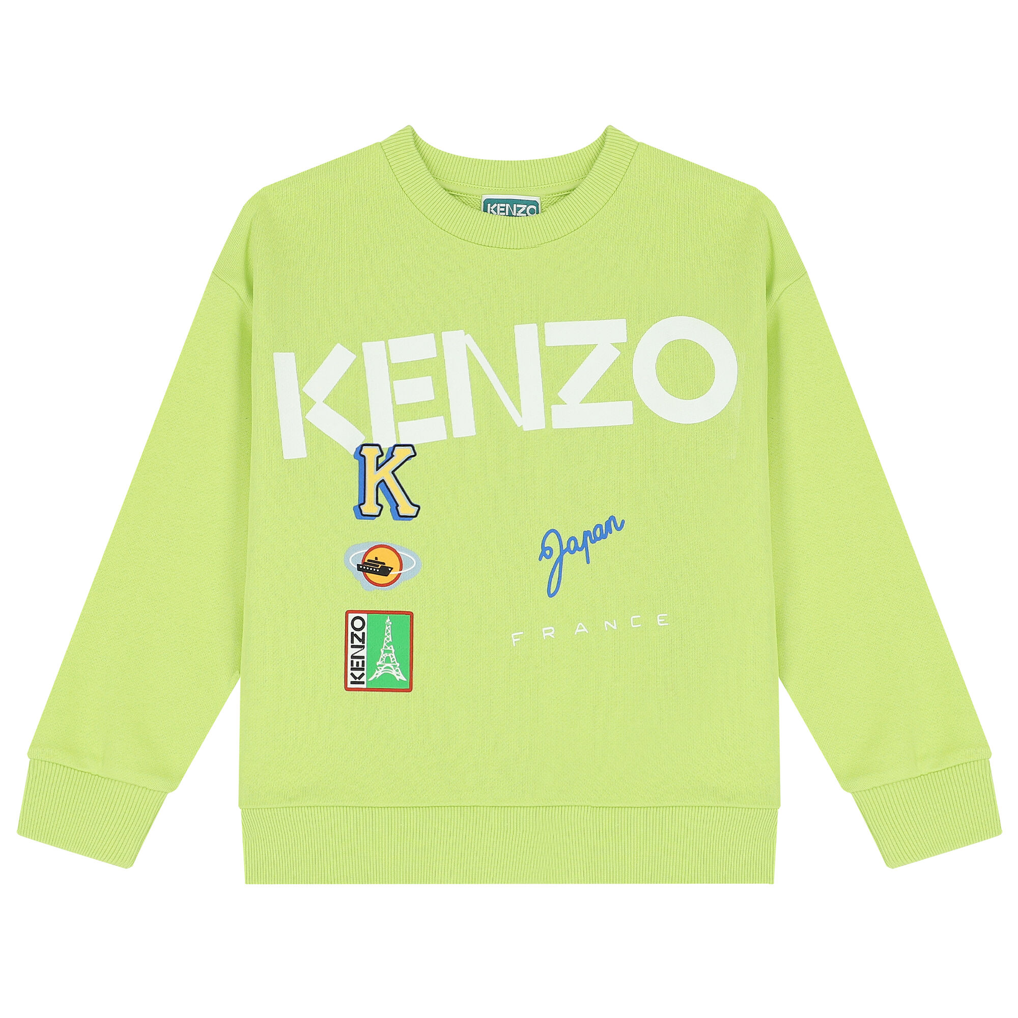 KENZO KIDS Boys Green Logo Sweatshirt Junior Couture