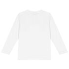 Boys White Logo Long Sleeve Top, 2, hi-res