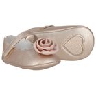 Baby Girls Gold Flower Pre Walker Shoes, 4, hi-res