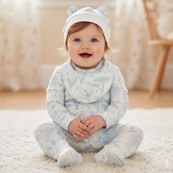 Baby Boys White & Blue Africa Babygrow Gift Set