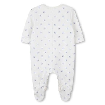 Baby Boys White & Blue Logo Babygrow