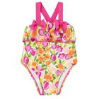 Younger Girls Green & Pink Floral Swimsuit, 1, hi-res