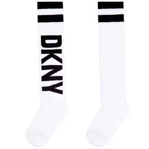 Girls White & Black Logo Socks