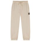 Boys Beige Embroidered Tracksuit, 1, hi-res