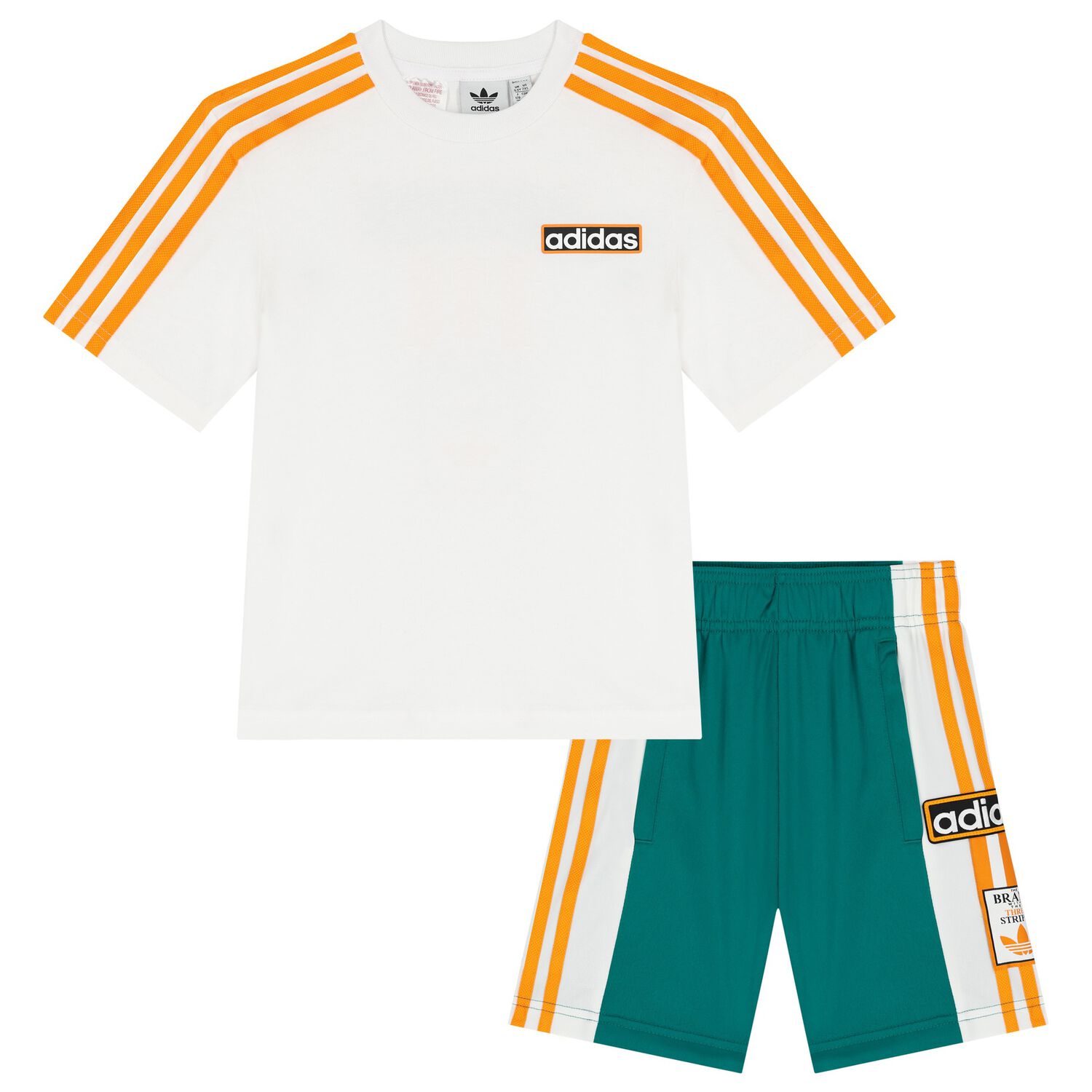 Boys White & Green Logo Shorts Set, 1, hi-res image number null