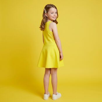 Girls Yellow Logo Sleeveles Dress