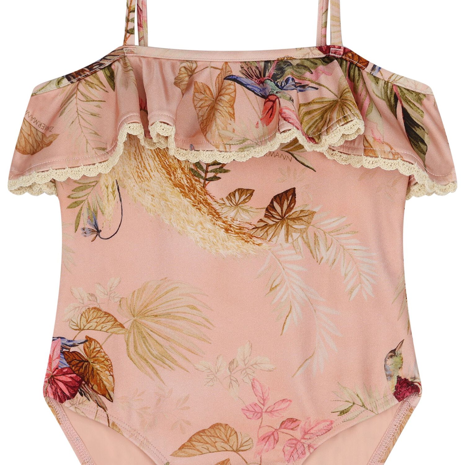 Girls Pink Floral Swimsuit, 1, hi-res